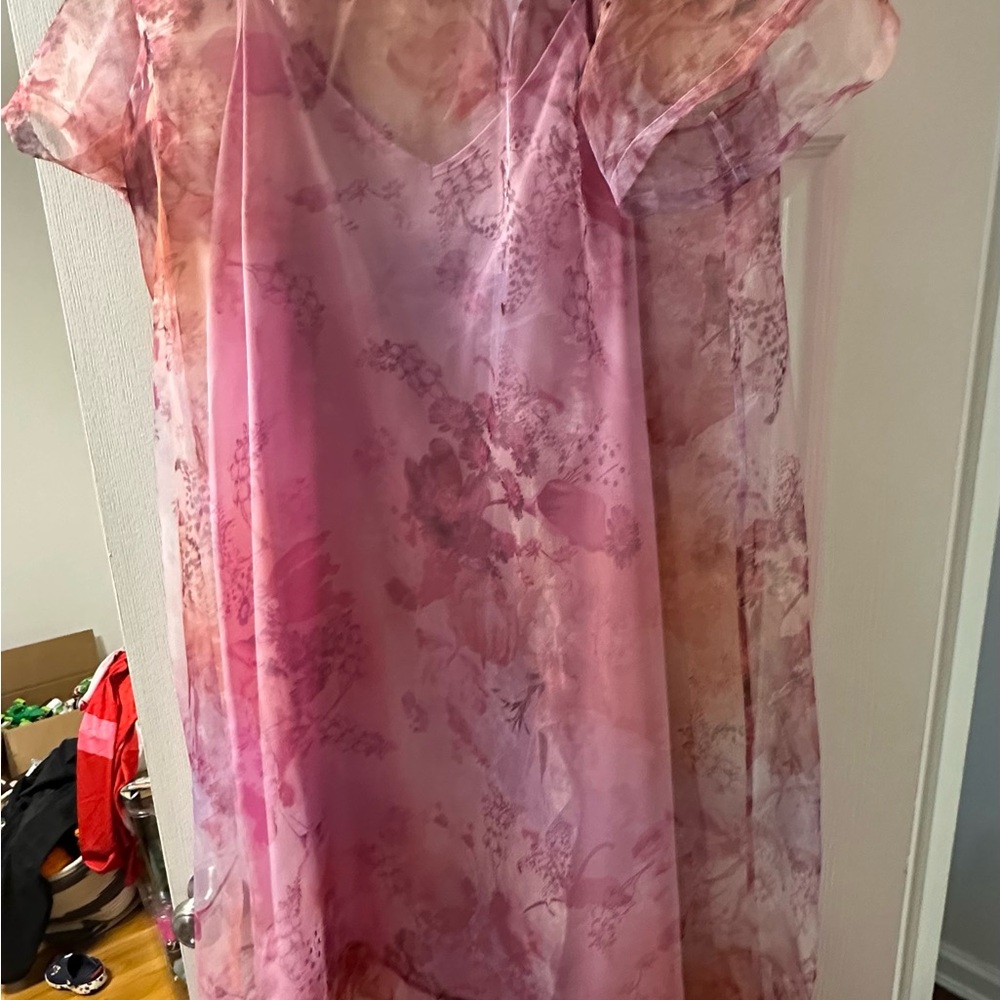 Anthropologie Pink Floral Midi Dress NWT